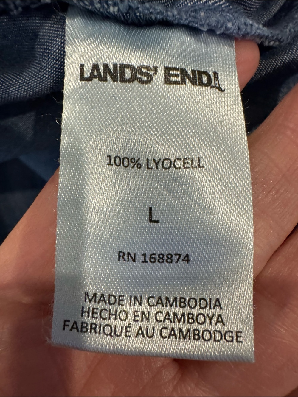 Lands End Sleeveless Chambray Tiered Midi Dress Lyocel Pockets Large Travel - Picture 11 of 12